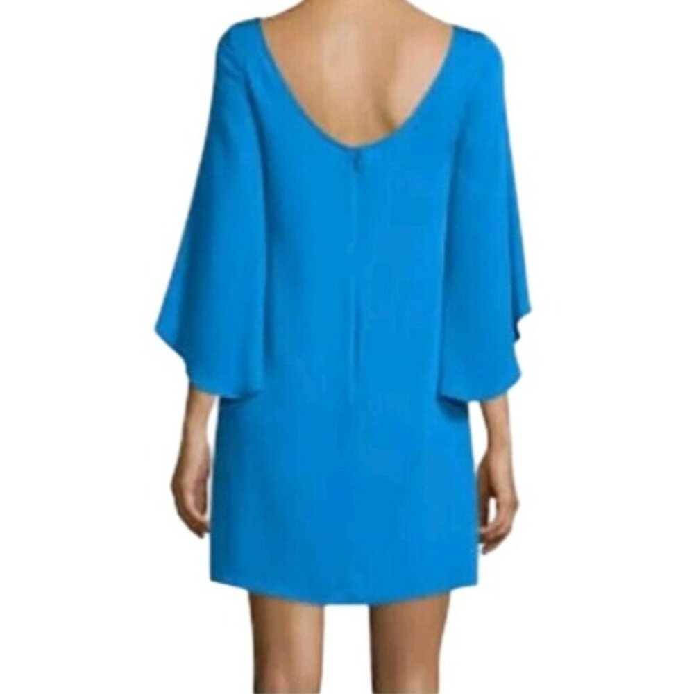 Milly Dress Size 4‎ Butterfly Sleeve Bateau Neck Silk-Blend Blue Aqua - Picture 7 of 9